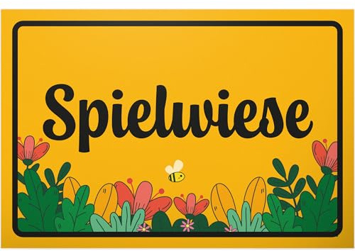 DankeDir! Spielwiese Bienen Wiese - Kunststoff Schild 30 x 20 cm - Garten Geschenk Geschenkidee Deko Mama & Papa Gartenschild - lustiger Spruch Freunde Türschild Geburtstagsgeschenk