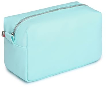YONBEN Bolsa organizadora ligera para cosméticos con cierre de anillo, perfecta maleta de maquillaje maletin pintauñas de viaje para mujer, diseño de soporte de nailon, Verde mentanailon, Sencillo