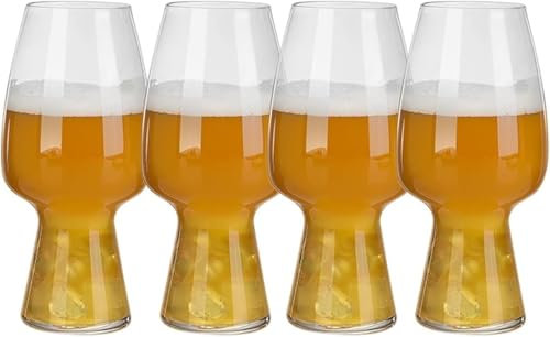 QCKNKMGG Personalised glass beer tankard Pint Glasses Set of 4 Beer Mug Large Capacity Glass Tankard 550ml The Ideal for Festivals BBQs and Football Games beer stein
