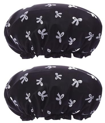 Confezione Da 2 Cuffie Da Doccia Con Fiocco, Cuffia Da Doccia Impermeabile, Cuffia Da Doccia Carina, Cuffia Da Doccia Riutilizzabile, Cuffia Da Doccia Elastica, Accessori Per Doccia