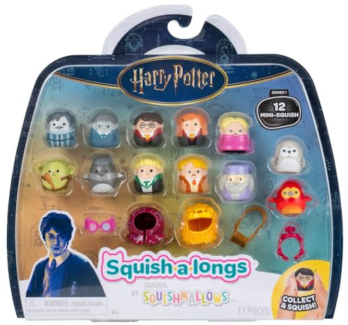 Squish-a-longs Harry Potter, mini squish + accessori, confezione da 12