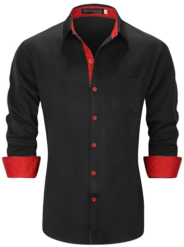YAOBAOLE Chemise Formelle Homme Manches Longues Chemise Mariage Homme Regular Fit Casual Business Classiques Boutonnées Noir M