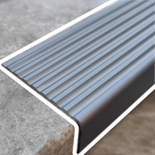 WXGMP Selbstklebende Treppenkante, 100cm Treppenkantenschutz Matt Treppenkantenprofil Außen Treppenstufen Winkelprofil L-förmige Stufenkantenprofil(Grey,70mm/2.75in)