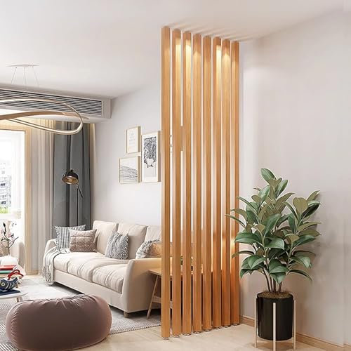 Raumteiler Raumteiler Vom Boden Bis Zur Decke, Trennwand, Holzmaserung, Trennwände aus Aluminiumlegierung für Wohnzimmer, Dekor-Raumtrenner-Lamellen(H-200cm/6.56ft/78.7in)