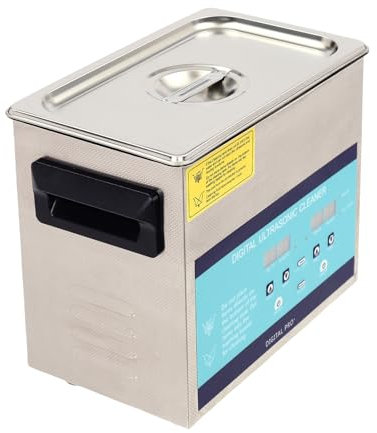 Silver Ultrasonic Cleaning machine, Professional Stainless Steel Ultrasonic Cleaner with Cleaning Ball-shaped Basket,27 * 18.5 * 23cm for Cleaning Jewelry Watches Glasses