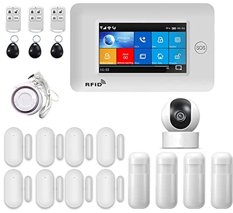 WEIJICUI Allarme Casa Senza Fili, TUYA di Allarme antifurto Wireless for la Sicurezza Domestica con IP Carema Compatibile(H)