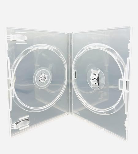 Dragon Trading Amaray - Juego de 10 fundas transparentes dobles para CD, DVD, Blu Ray (capacidad para 2 discos de cualquier formato de cara en la cara) con lomo de 14 mm y funda exterior para insertar