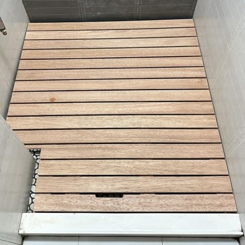 Badematte Holz Antirutschmatte aus Zedernholz Fürs Badezimmer, 51x51 61x99 61x41 61x46 Cm, Individuell Zuschneidbare Rustikale Holzbadematte, Klein/Groß, Bodenmatte für Dusche, Badewanne, Balkon(26x38