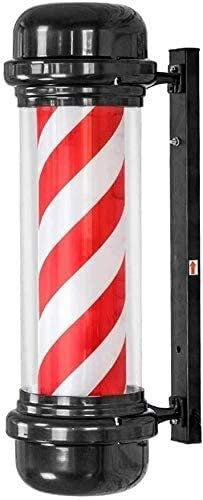 Poste de barbería LED de 71 cm, Blanco y Rojo, Giratorio, con Logotipo para peluquería, luz de Pared Impermeable para Exteriores