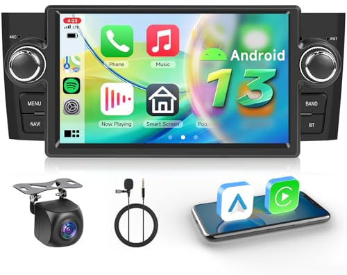 【4+64G】Hodozzy Carplay Autoradio per Fiat Punto 2005-2009/Fiat Linea 2007-2011, Touchscreen da 7 pollici con Android Auto/DSP/WiFi/GPS/RDS/FM/Bluetooth 5.0/USB