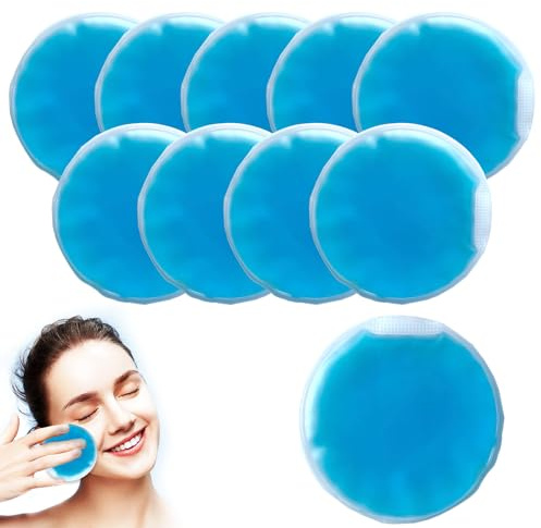 10PCS Small Hot Cold Compress Ice Bag, 7cm Round Gel Ice Pack Set, Reusable Hot & Cold Compress Ice Eye Bag, for Wisdom Teeth, Eyes, Migraine, Headaches, Bruises, Bumps, Swelling, Pain Relief, Blue