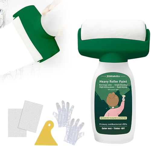 Hojalis Peinture murale 2 en 1 blanche 500 g, peinture murale 2 en 1, rouleau de peinture murale, convient pour la réparation des murs avec peinture au latex, à base d'eau