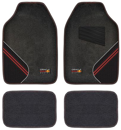 ROLMOVIL Alfombrillas Coche Set Red Bull Racing Negro Rojo Modelo Carpet 4 – Juego Alfombrillas Universales Estilo Deportivo Elegante – Protector Suelo Auto