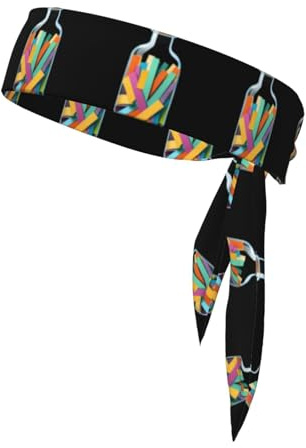 WHJSSF Bandes de papier colorées dans une bouteille en verre motif foulard de sport double face pour homme et femme réglable pour toutes les circonférences de tête