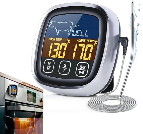 Hitburu Termometro per la Temperatura della Carne | Strumento Di Misurazione Digitale - Termometro da Cucina Impermeabile,Per la Cottura di Carne, Alimenti, alla Griglia, in Forno, Bistecche e Pollo