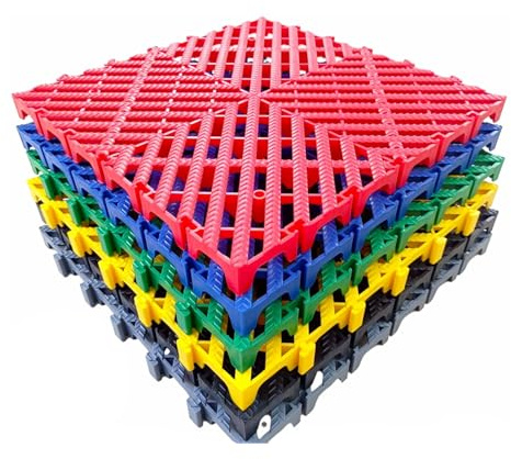 Dalles de sol modulaires emboîtables en caoutchouc, à assembler, for terrasse, douche, piscine, sous-sol, abri de jardin, usage intérieur et extérieur(Green,10 pieces)