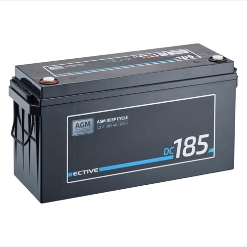 ECTIVE AGM DC185 12V 185Ah, Deep Cycle Versorgungsbatterie wartungsfrei | VRLA Aufbaubatterie für Boote, Van, Wohnmobil, Camper, Zuverlässige Agm-technologie, Hohe Entladetiefe, Langfristige Leistung