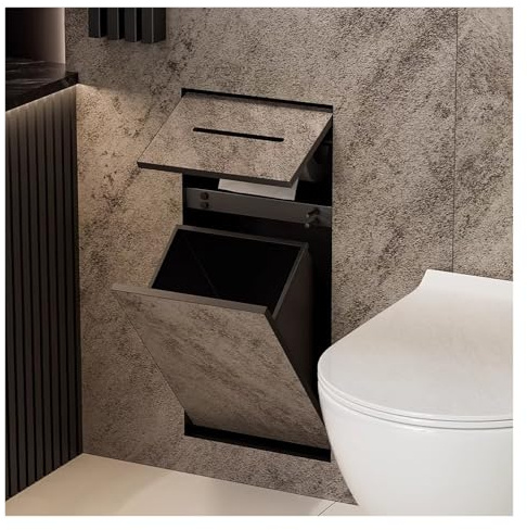 HAIXHX Cestino per doccia incassato, organizer da parete impermeabile in acciaio inossidabile per bagno, cestino incassato(Black)