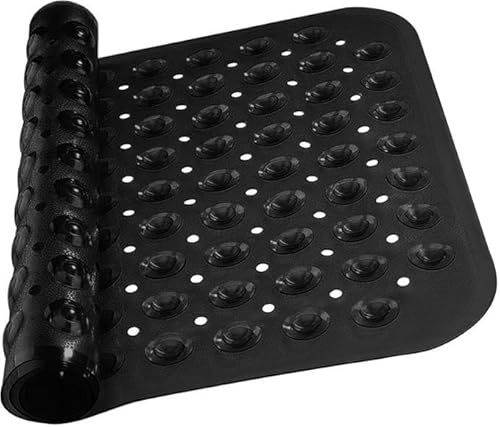 BedLooms Shower Mat Non Slip Anti Mould – Black 70x38 cm Bath Mat for Bathroom & Bathtub with Strong Suction Cups Grip Bath Mats Easy Drain & Machine Washable Mat