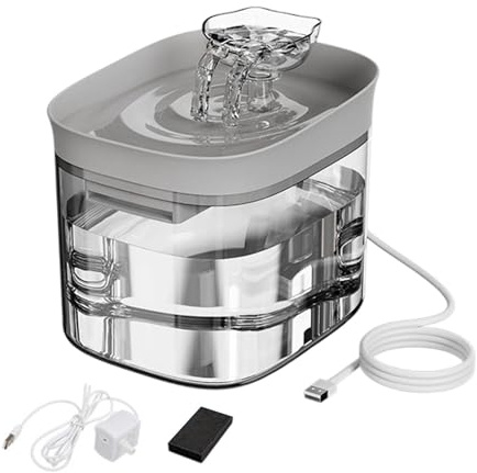 Fuente De Agua Para Mascotas Bebedero Transparente para Gatitos de 1,8 L