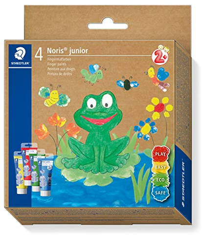 STAEDTLER Fingermalfarbe Noris junior (intensive, lichtechte Farben, leicht mischbar, schnell trocknend, Anwendung auf Papier, Pappe, Holz und Glas/Fenster, Flasche à 750 ml, weiß) 8811-0