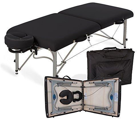 EarthLite Portable Massage Table Luna - 30 Wide, CFC Free Professional Foam, Weighs Only 29lbs, Patented, Strong Aluminum Reiki Frame (Working Weight 750lbs), Black