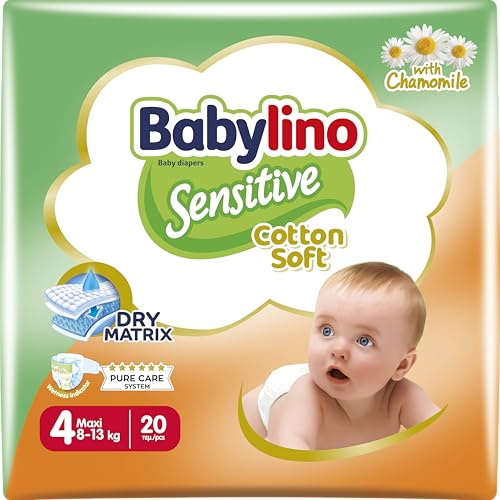 Babylino Sensitive Baby Windeln Größe 4, Maxi (8-13Kg), 20 Stück