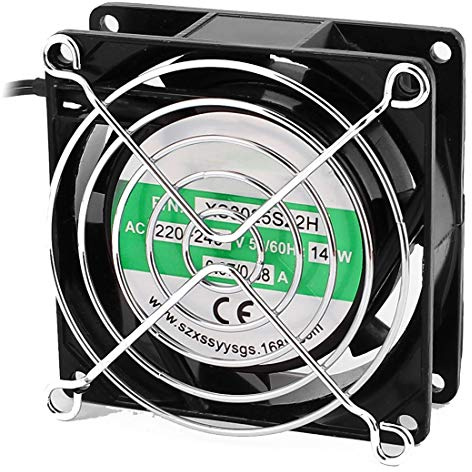 sourcingmap AC 220V-240V 0.07-0.08A 80mmx80mmx25mm 7 Vanes Cooling Fan w Metal Finger Guard and Dust Screen Mesh