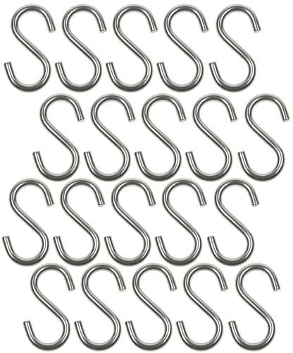 wideskall 4,4 cm Zoll Heavy Duty klein zink beschichteter Stahl S Shaped Typ Utility Haken Haken zum Aufhängen chrom, 1.75, silber, 25