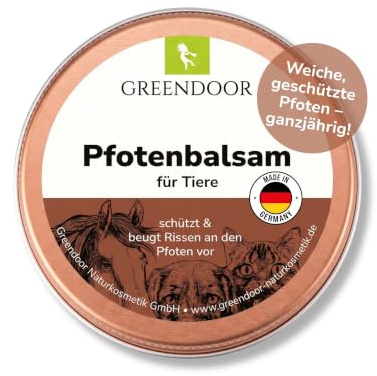 GREENDOOR Bio Pfotenbalsam Hund 100 ml I Schlecksichere Pfotenpflege für Hunde & Katzen I Veganer Pfotenschutz gegen Streusalz, Hitze & Hundepfoten im Winter sowie Sommer I Wasserfreier Pfotenbalsam