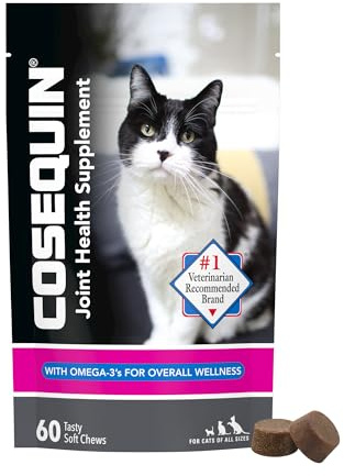Nutramax Cosequin for Cats Joint Health Supplement, Contains Glucosamine for Cats, Plus Chondroitin and Omega-3s, Supports Joint and Skin and Coat Health, Soft Chews, 60 Count