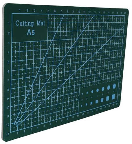 vhbw Schneidematte, Schneidunterlage, A5, grün, mit Rasterung zum Nähen, Basteln, Patchworken