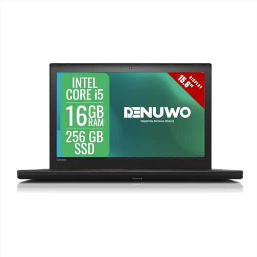 Lenovo Thinkpad Laptop Computer Business, Pc Portatile Notebook Intel i5 6th, Ram 16Gb, SSD 256Gb, Display da 15.6, WiFi, Windows 11 Pro + Libre Office (Ricondizionato)