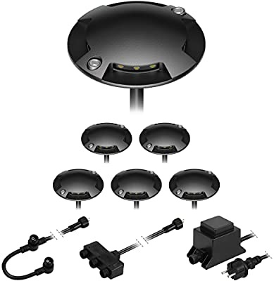 ledscom.de LED Boden-Aufbau-Leuchte Bunda, 4-flammig, für außen, schwarz, befahrbar, warm-weiß, 6er Set