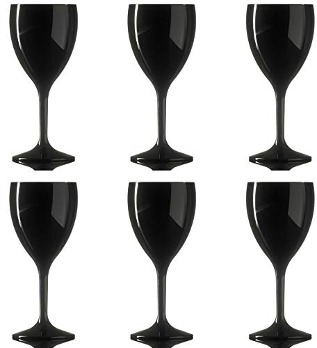 Elite Premium Polycarbonate Wine Glass Black - Pack of 6