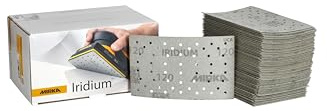 Mirka Schleifpapier Iridium 81x133 mm Klett 54-Loch Korn 120 100 Stk | Premium Klett-Schleifpapier Korn 120 für Lack Spachtel Grundierung Holz Stahl Kunststoff vielseitig einsetzbar