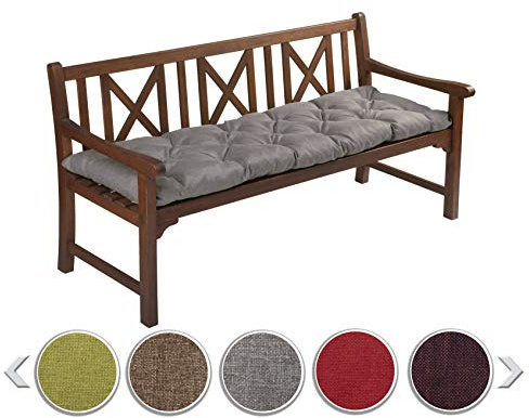 sunnypillow Bankauflage Outdoor - Bankkissen für Bank 150 x 40 cm - Sitzkissen für Hollywoodschaukel - Polsterauflage, Auflage für Gartenbank - Gartenkissen, Stuhlkissen für Gartenmöbel Grau
