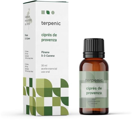 TERPENIC - Aceite Esencial de Ciprés de Provenza (Cupressus sempervirens var. stricta) - 30 ml - Uso Oral - Esencia mediterránea intensa y natural