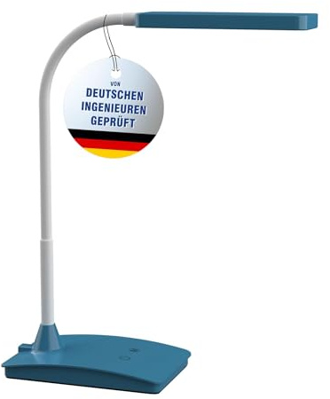 MAUL LED-Tischleuchte MAULpearly colour vario, dimmbar – leistungsstarke Büro Arbeitsplatzleuchte – Schreibtischlampe mit 3000-6500K Farbtemperatur – atlantic blue, 22