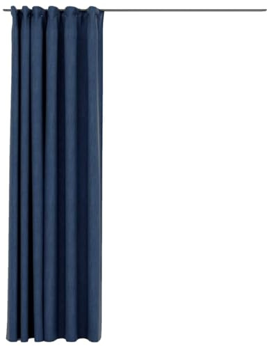 vidaXL Vorhang Verdunkelung mit Haken Verdunkelungsvorhang Kräuselband Thermo Gardine Blickdicht Thermovorhang Leinenoptik Blau 290x245cm
