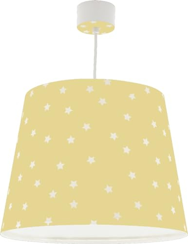 Dalber Lampe kinderzimmer, kinderlampe Pendelleuchte Hängelampe, Deckenleuchte Kinder, Deckenlampe kinderzimmer Star Light Sterne Gelb, 82212A, E27