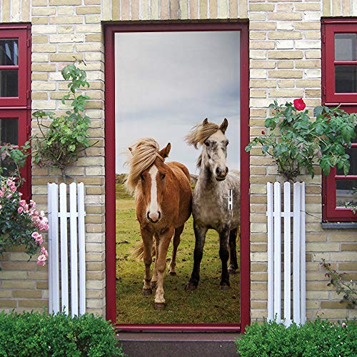 Türaufkleber Selbstklebend Prärietier Pferd Türtapete Wandbild Türfolie TürPoster Fototapete 86x200cm