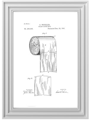 Din A4 Kunstdruck ohne Rahmen - Badezimmer Klopapier Toilettenpapier Patent Gäste WC Toilette Badezimmer Bild Gästebad Bad