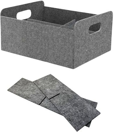 Bada Bing stabiler Filzkorb in grau mit Trennfach für Regal und Kleiderschrank - faltbarer Organizer mit Unterteilung - kleiner Faltkorb zur Aufbewahrung - Aufbewahrungsbox Filz Korb Box | Kleiderschrank - faltbarer Organizer mit Unterteilung - kleiner Faltkorb zur Aufbewahrung - Aufbewahrungsbox Filz Korb Box