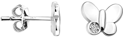 SOFIA MILANI - Damörhängen i 925 Silver - med Zirkoniastenar - Stiftörhänge med Fjäril - E1652