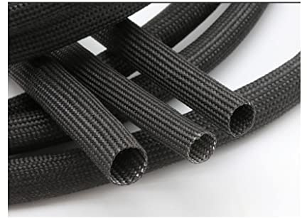 Guaina In Fibra Di Vetro Intrecciata 600 Gradi C Per Tubi Ad Alta Temperatura, Cavi e Fai Da Te - 25mm x 1m, Nero