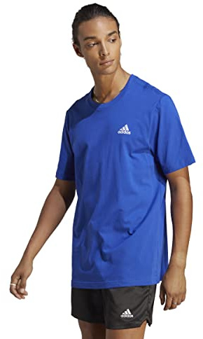 Adidas Herren Essentials Single Jersey Embroidered Small Logo Tee, Semi Lucid Blue, M