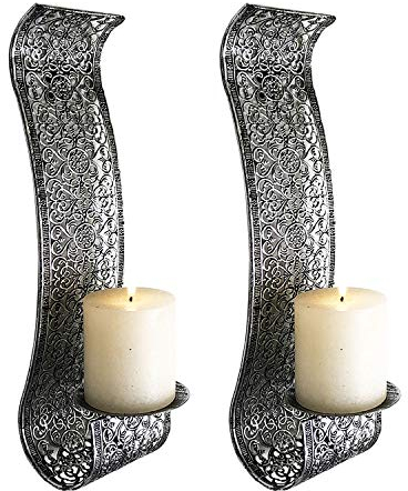 Mojawo Hochwertige Design Wandkerzenhalter aus Metall für Stumpenkerzen und Teelichter 2/3-teilig, Model:MWK1005