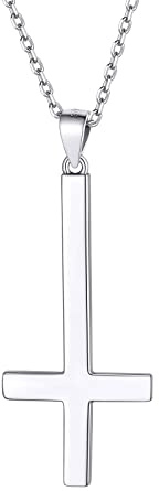 Supcare Personalisiert Petruskreuz Anhänger Halskette Upside Down Kreuz Umkehrung Kette Herren Damen umgedrehtes Kreuzkette Christentum Kreuzanhänger Modeschmuck aus Edelstahl/925 Sterling Silber