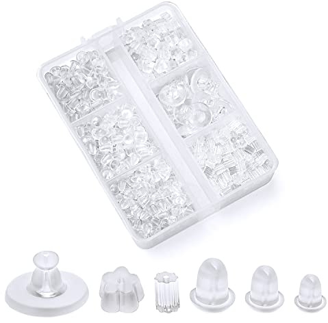 Cierre de silicona para pendientes, 6 estilos, cierre trasero para pendientes, transparente, hipoalergénico, suave, transparente, para orejas colgantes, pendientes pesados, pendientes de gancho (600